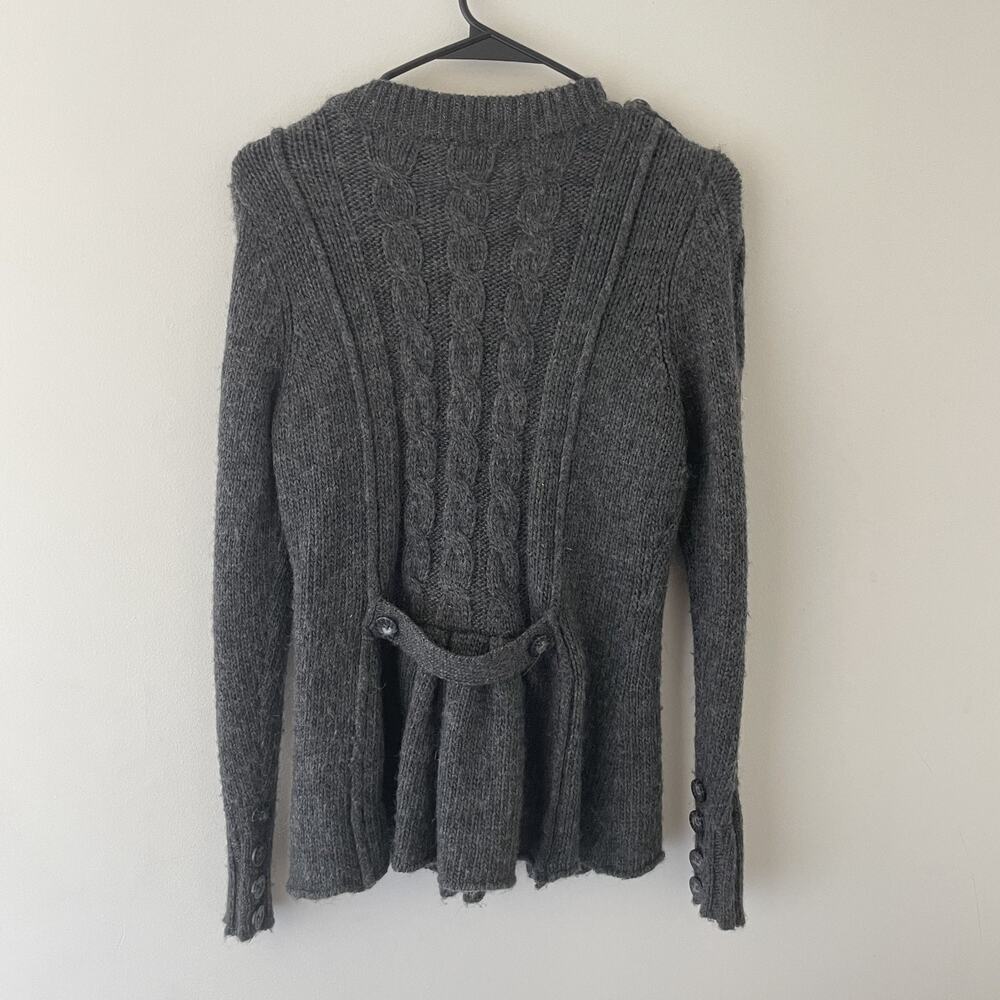 Harley Davidson Wool Moto Cardigan Gray Zip‎ Up Cable Knit Grunge Y2K Sweater S - Picture 4 of 10